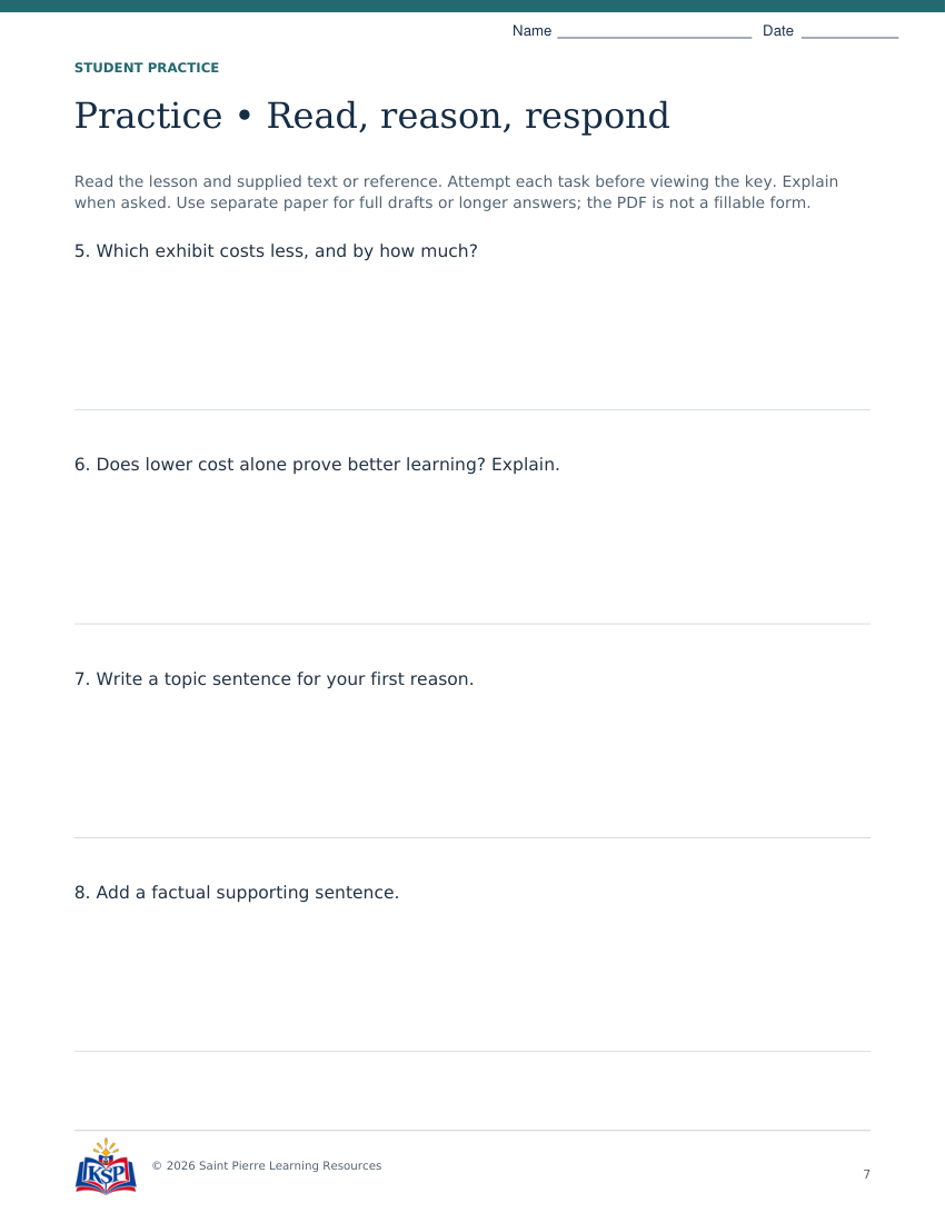 Actual student practice page 7; sample from daily 20260915 ct g4 opinion evidence.