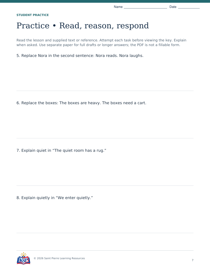 Actual student practice page 7; sample from daily 20260915 md g3 word jobs.