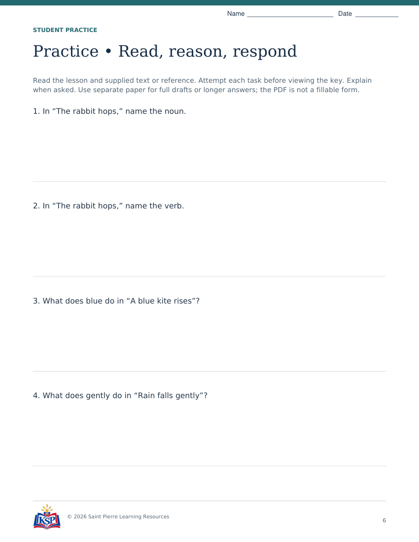 Actual student practice page 6; sample from daily 20260915 md g3 word jobs.