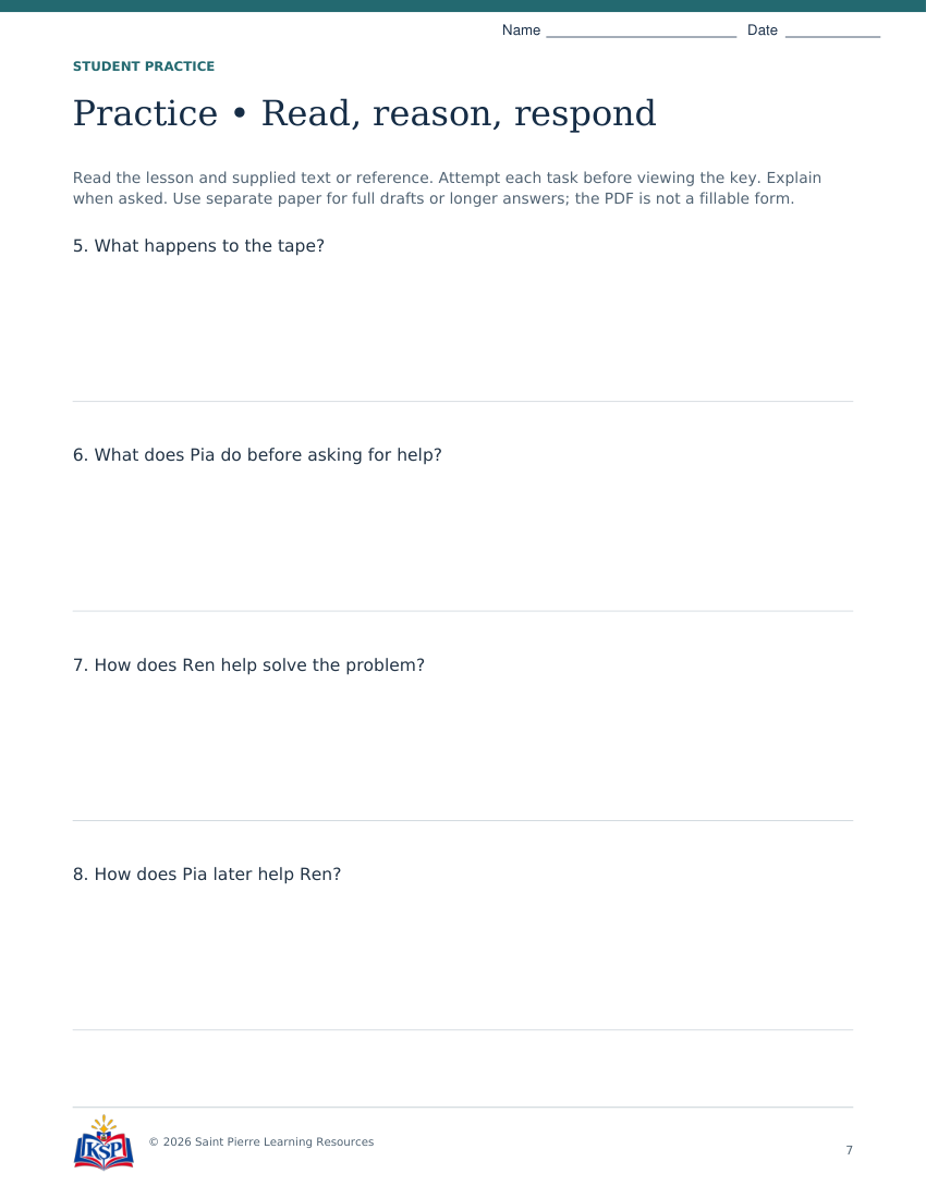 Actual student practice page 7; sample from daily 20260915 mi g2 lantern lesson.