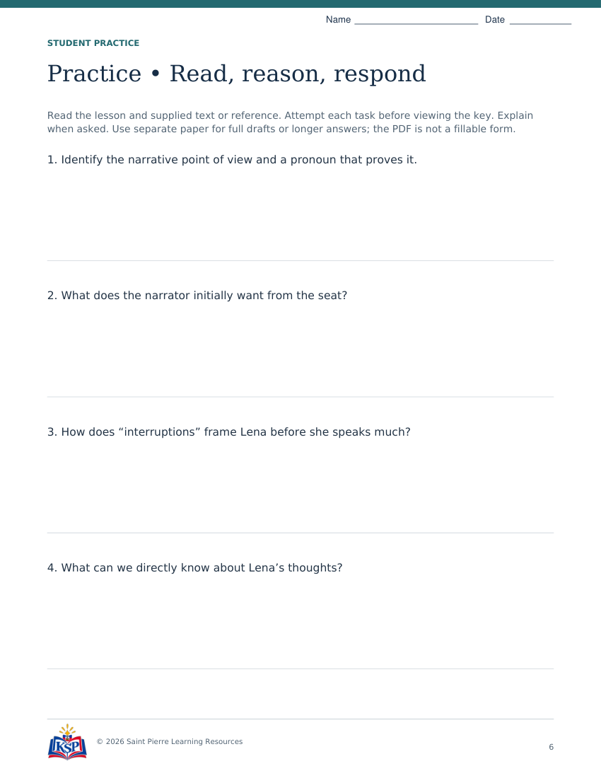 Actual student practice page 6; sample from daily 20260915 oh g6 window seat.