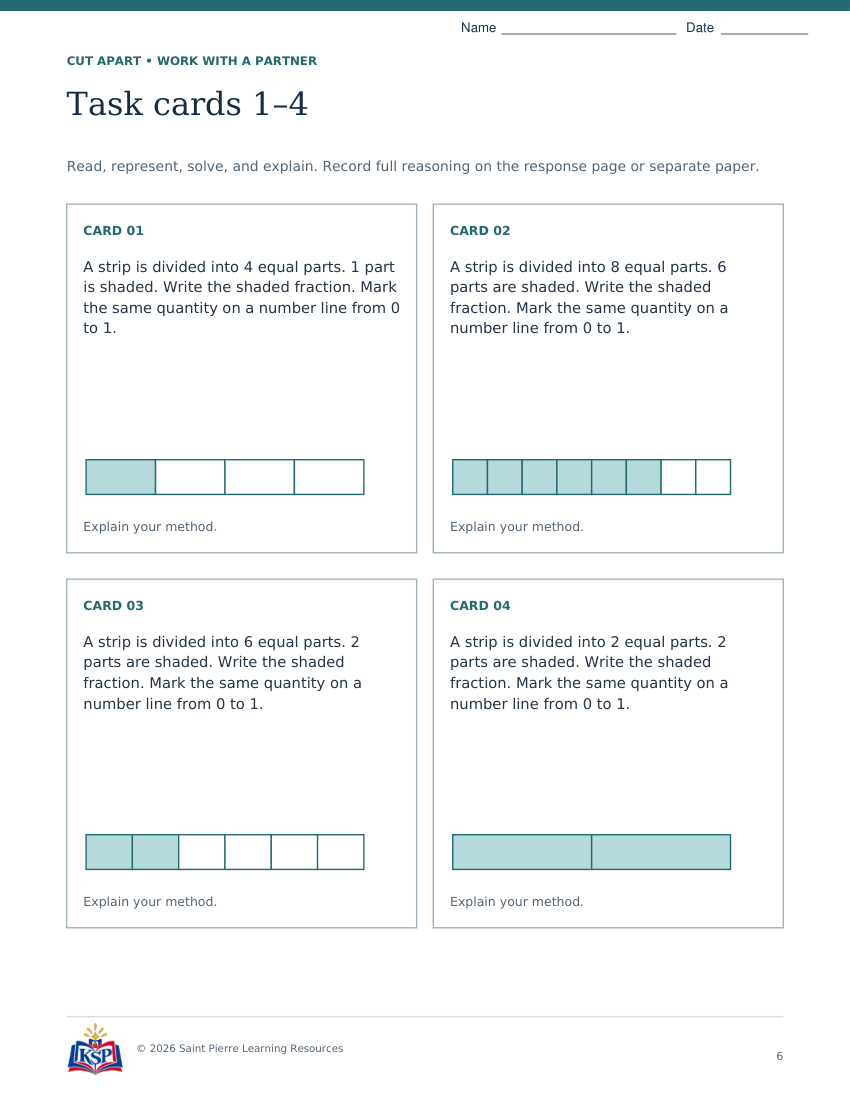 Actual page 6 from nc g3 fraction model teaching bundle; sample only.