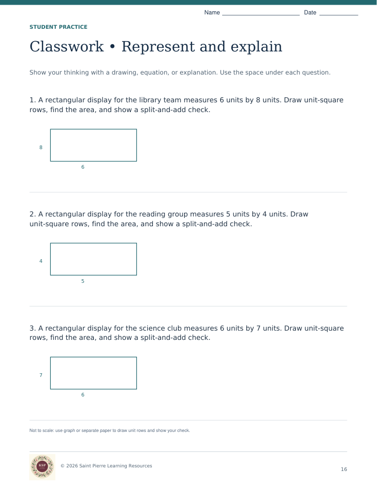 Answer-free sample of actual classwork, page 16 of the revised bundle.
