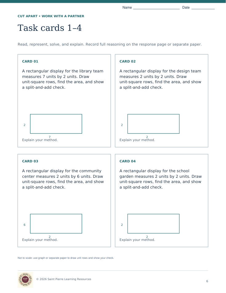 Answer-free sample of actual task cards, page 6 of the revised bundle.