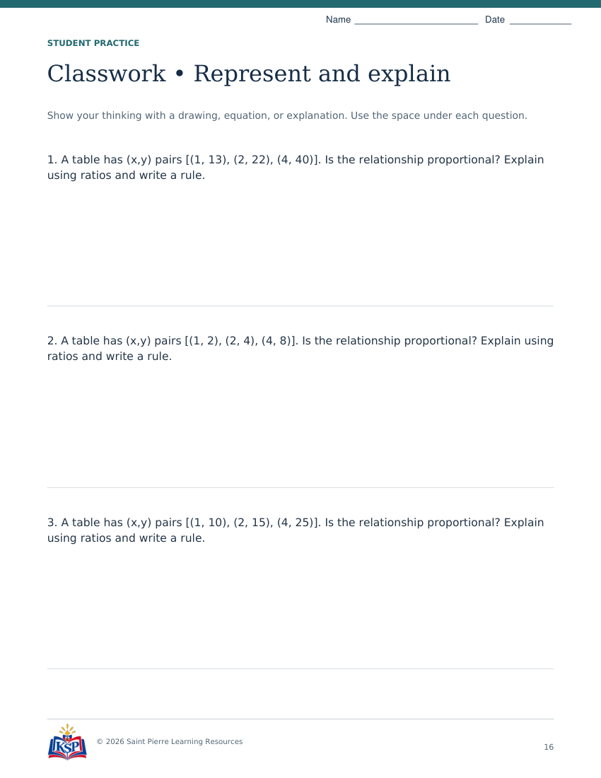 Actual page 16 from nc g7 proportion models teaching bundle; sample only.