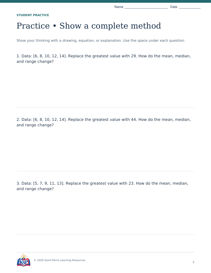 Actual page 5 from sat act outliers math skill builder; sample only.