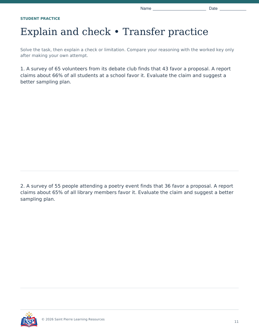Actual page 11 from sat act sampling math skill builder; sample only.