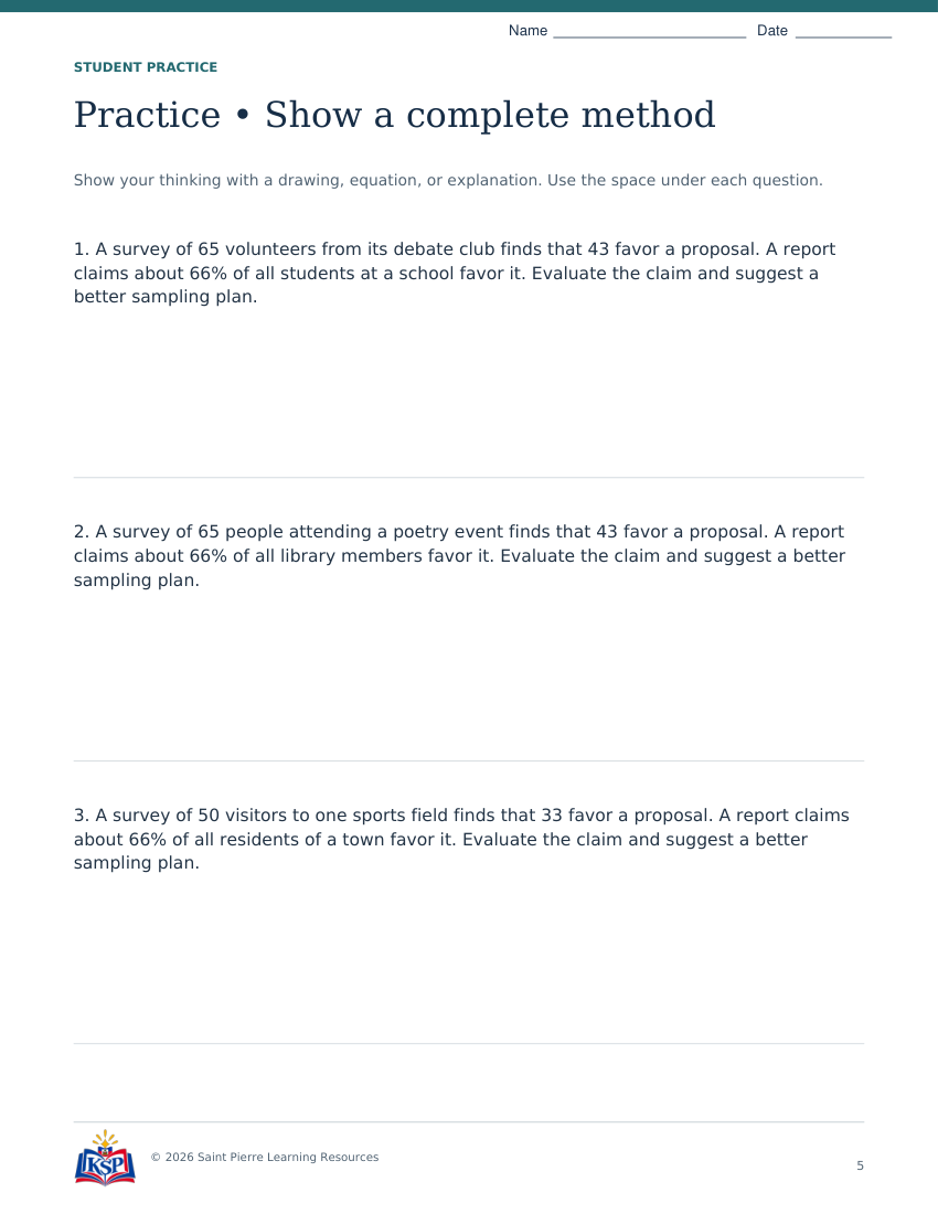 Actual page 5 from sat act sampling math skill builder; sample only.
