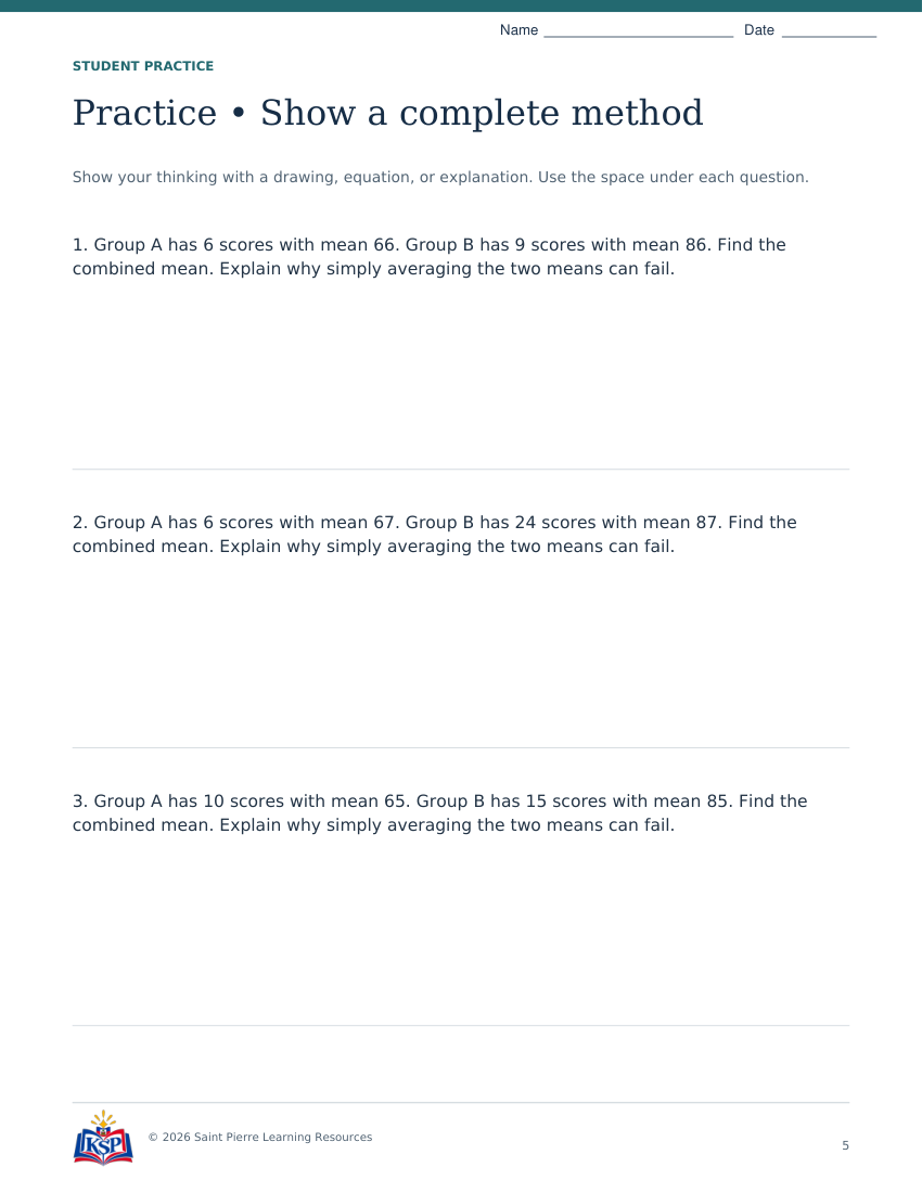 Actual page 5 from sat act weighted mean math skill builder; sample only.