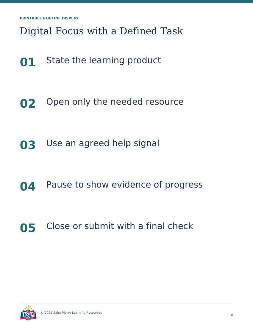 Actual page 8 from teacher digital focus with a defined task toolkit; sample only.