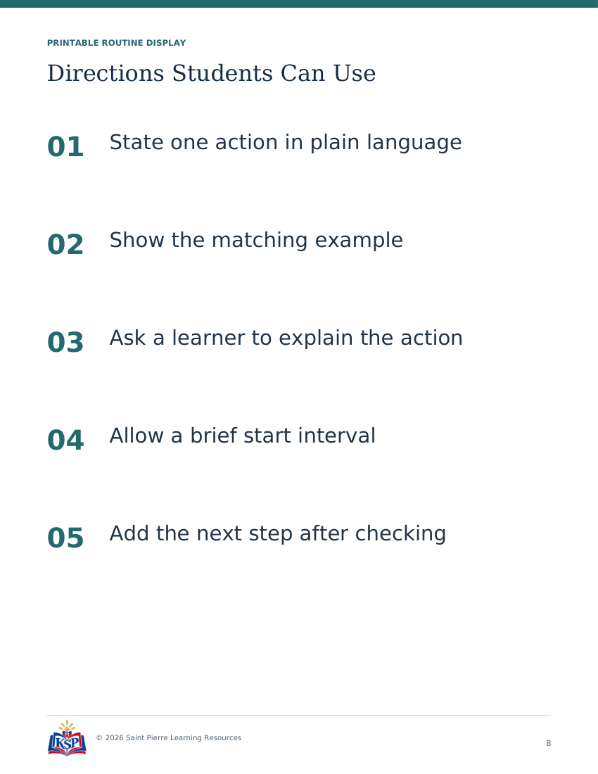 Actual page 8 from teacher directions students can use toolkit; sample only.