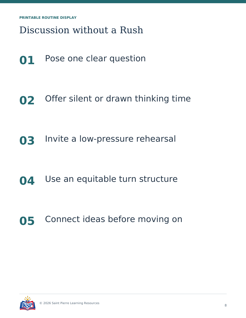 Actual page 8 from teacher discussion without a rush toolkit; sample only.