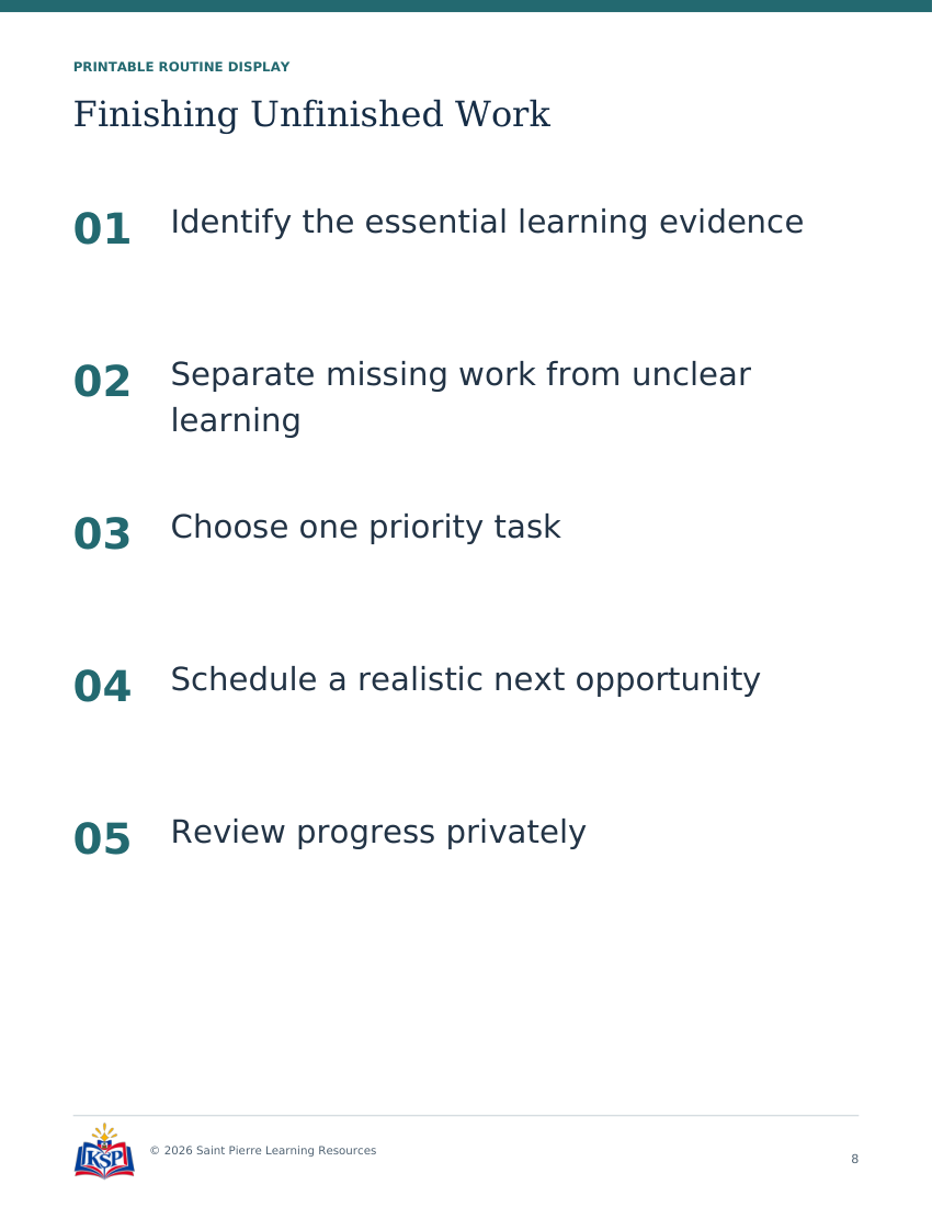 Actual page 8 from teacher finishing unfinished work toolkit; sample only.