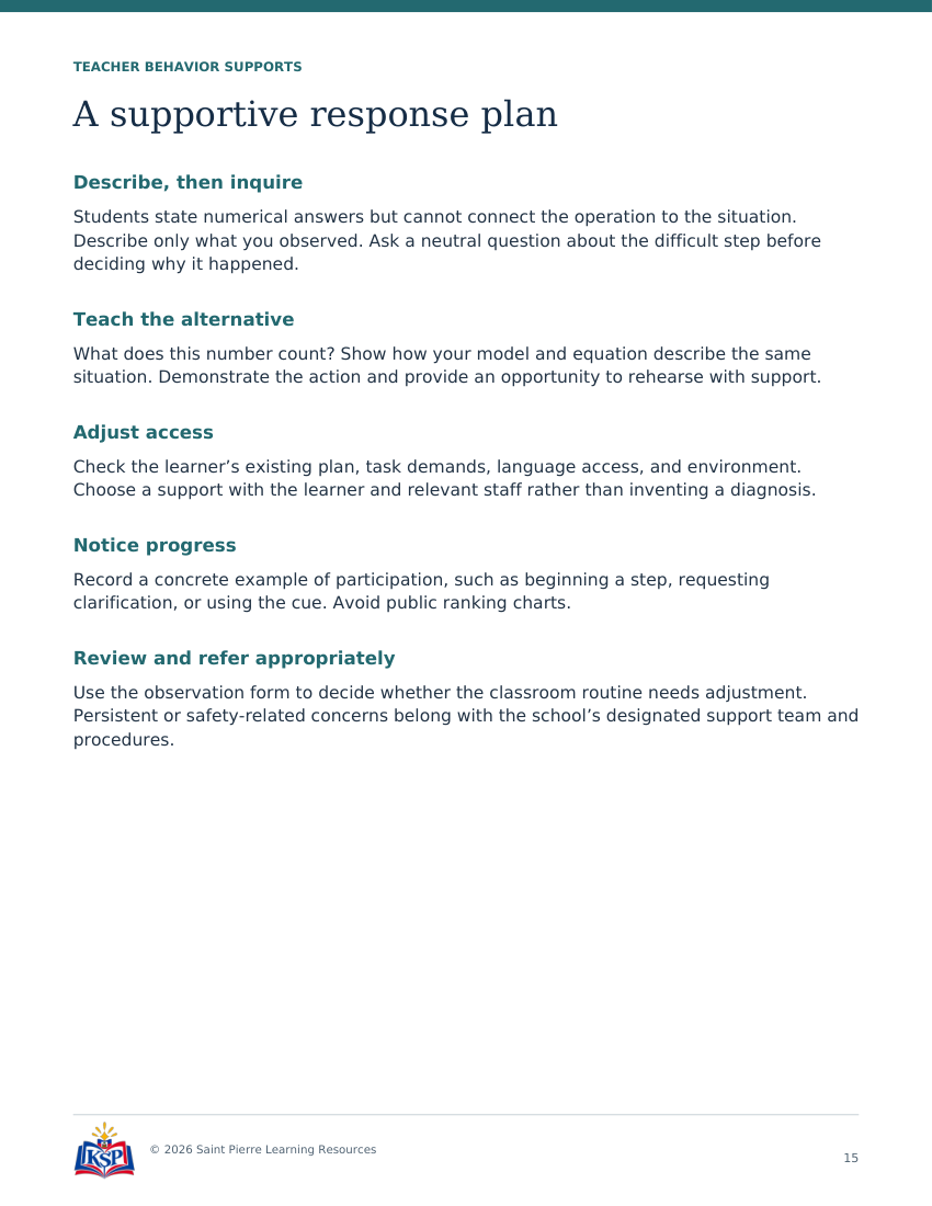 Actual page 15 from teacher math talk beyond the answer toolkit; sample only.