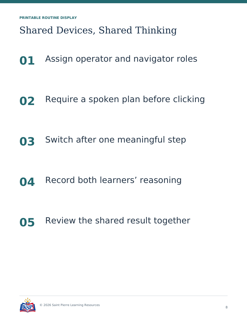 Actual page 8 from teacher shared devices shared thinking toolkit; sample only.